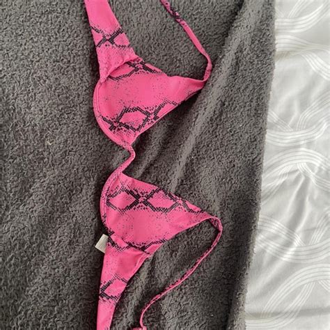 Pink Snakeskin Bikini Super Cute Just Doesnt Fit Depop