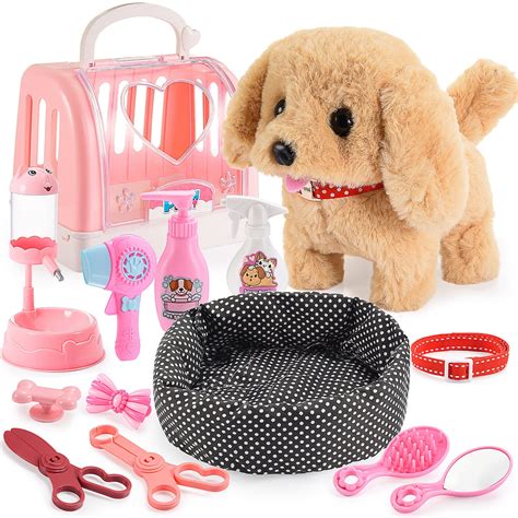 Dog Toys for Kids, Walking Barking Dog Pretend Play Toys, Plush Puppy ...