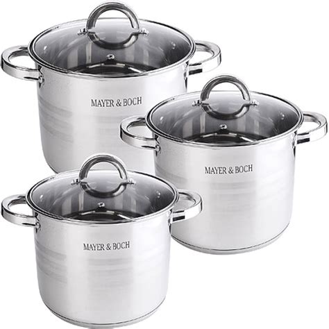 Набор посуды MAYER&BOCH 6 пр., 5,7+7,2+9,0 л MB(х2) 30954 - выгодная ...
