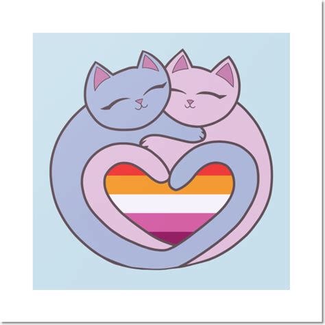 Lesbian Flag Heart Cats Kawaii Lesbian Flag Posters And Art Prints TeePublic