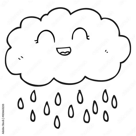 Black And White Cartoon Rain Cloud Stock Vector Adobe Stock