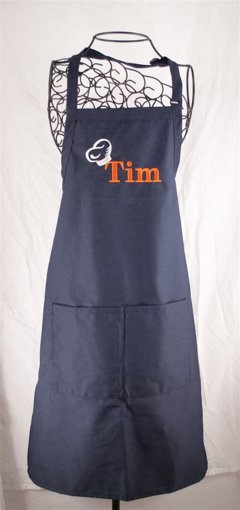 Personalized Mens Apron Navy Embroidered By Milliests On Etsy