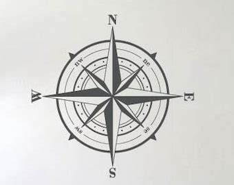 Wall Decal Nautical Compass Rose Wall Decor North South West East