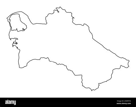 Turkmenistan Outline Map Isolated On White Background Stock Vector