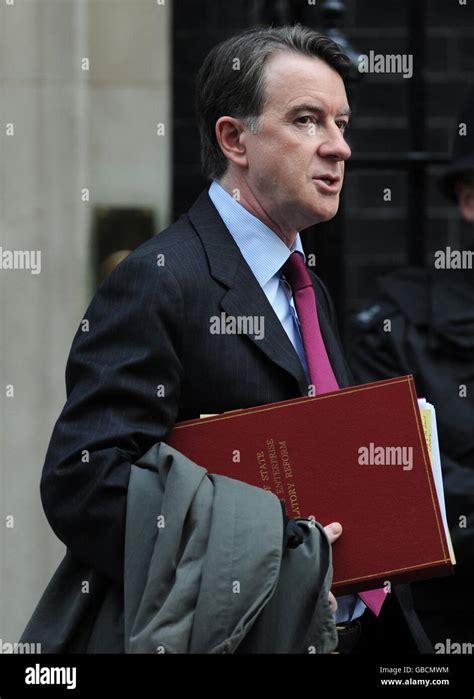 Peter Mandelson Leaves Downing Street In London Hi Res Stock