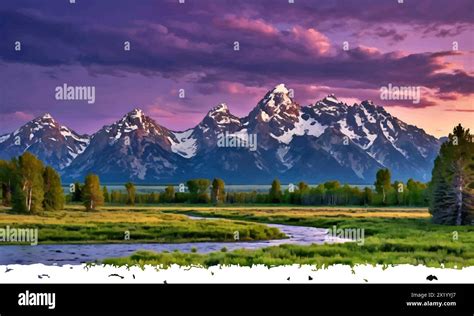 Grand Teton National Park Wyoming Stock Vector Image Art Alamy