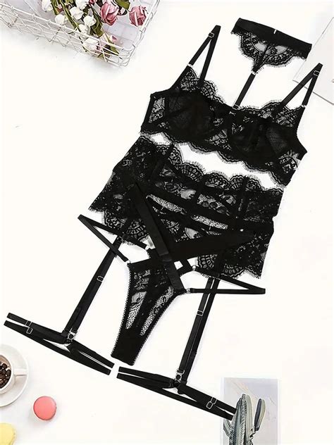 Floral Lace Lingerie Set Etsy