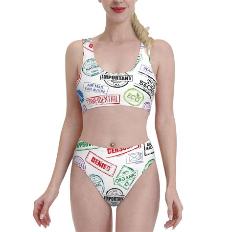 Lukts Women High Waisted Bikini Set Stamp Set Collection Swimsuit Piece Bathing Suit Tummy