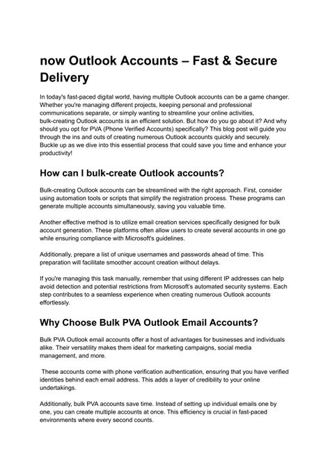 PPT - now Outlook Accounts – Fast & Secure Delivery PowerPoint ...