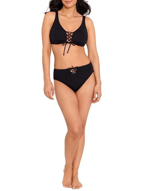 Time And Tru Womens Lace Up Tie Front Bikini Top Walmart