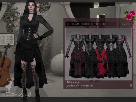 The Sims Resource - Modern Victorian Gothic_ Female gothic outfit Cisne