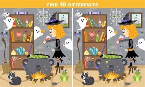 Encuentra Diferencias Bruja Con Caldero De Poci N Juego De Halloween