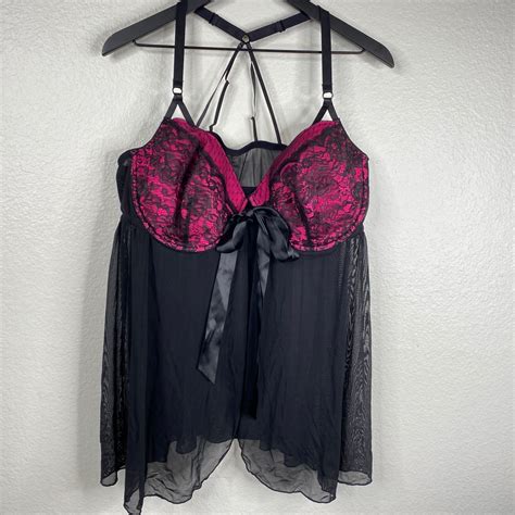 Secret Treasures Nightie Lingerie Babydoll Womens Bla Gem