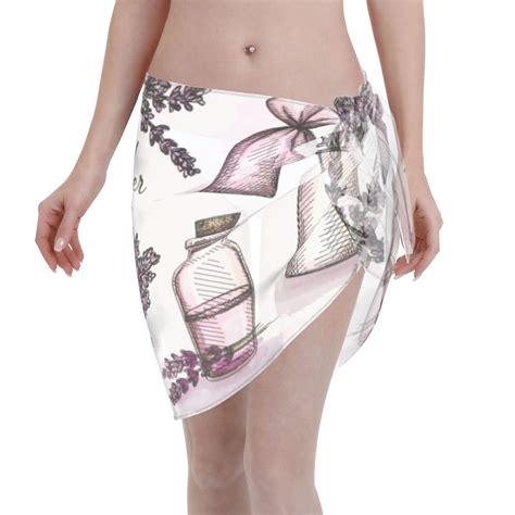 Disketp Lavender Herbs And Plants Women Swimsuit Cover Up Short Chiffon