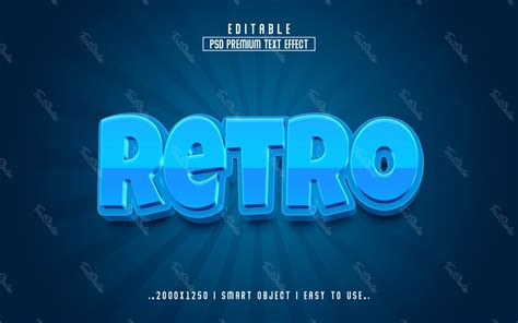 Retro Blue Glass 3d Text Effect Free Photoshop Psd File