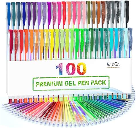 Amazon Lineon 100 Pack Gel Pens Set 50 Colors Gel Pens With 50