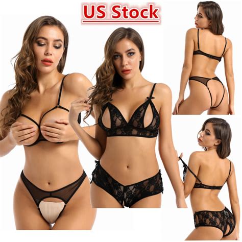 Sinleey Pcs Womens See Through Sheer Mesh Lingerie Set Adjustable Spaghetti Shoulder Straps