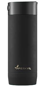 Amazon.com: Peakvil 16 Oz Insulated Coffee Mug with Push Button Lid ...