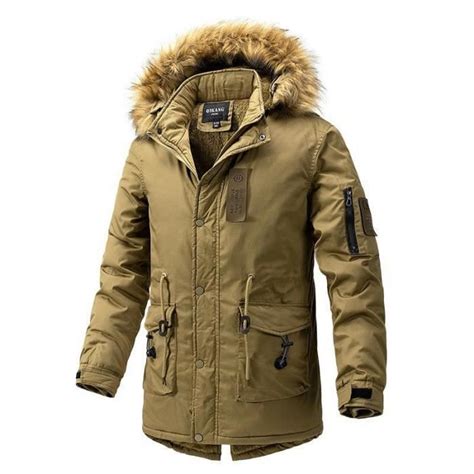 Parka Hiver Homme Capuche Fausse Fourrure Doubl E Polaire Veste Chaude