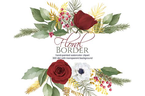 Red & Gold Christmas Border Graphic by Elena Dorosh Art · Creative Fabrica