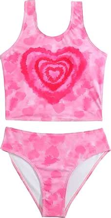 Amazon WDIRARA Girl S Heart Print Sleeveless Bikini 2 Piece