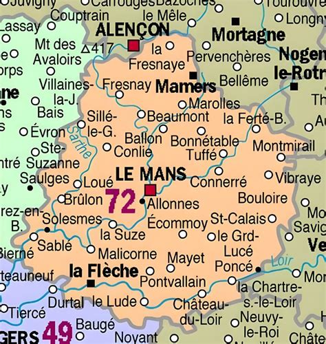 Carte Des Principales Communes De La Sarthe