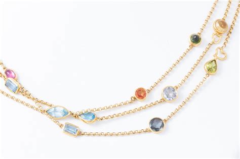 Amazing Handcrafted Bezel Set Of Multicolored Gemstone Necklace In