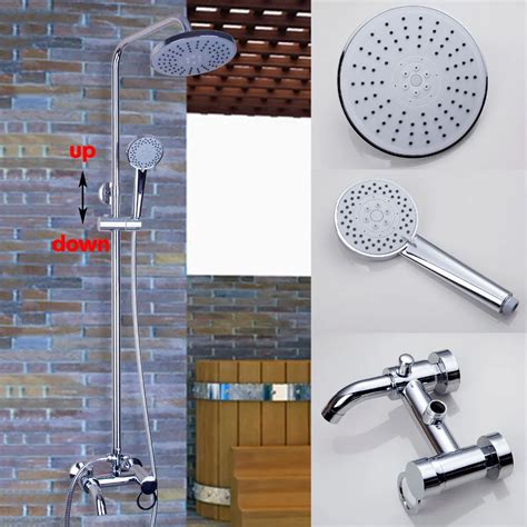 New Shower Set Mixer Tap Polished Chrome Wall Mounted Cold Hot Tap With Slide Bar Bathroom