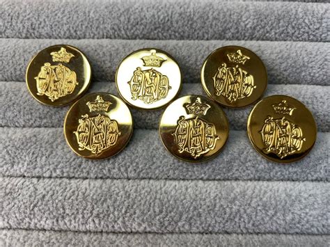 Metal Blazer Buttons Gold Tone Coat Of Arms Design 22mm A Set Of 6 Etsy