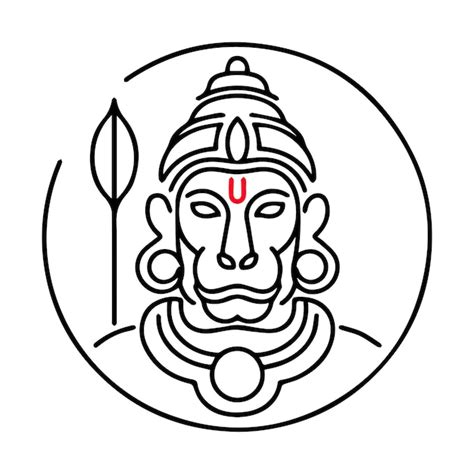 Lord Hanuman Jayanti Line Art Illustration Premium AI Generated Vector