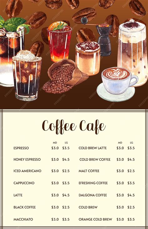 Premium PSD | Coffee culture menu watercolor template