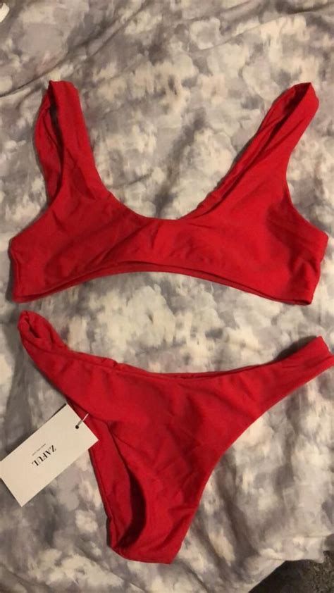 High Cut Bikini Set RED Bikinis M ZAFUL