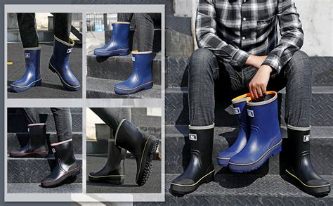 Hsbdnzq Rain Boots For Men Waterproof Mens Rubber Boots With Pvc Unique Design