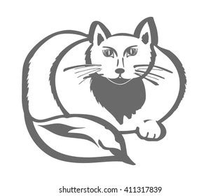 Big Pussy Cat Vector Silhouette Stock Vector Royalty Free Shutterstock