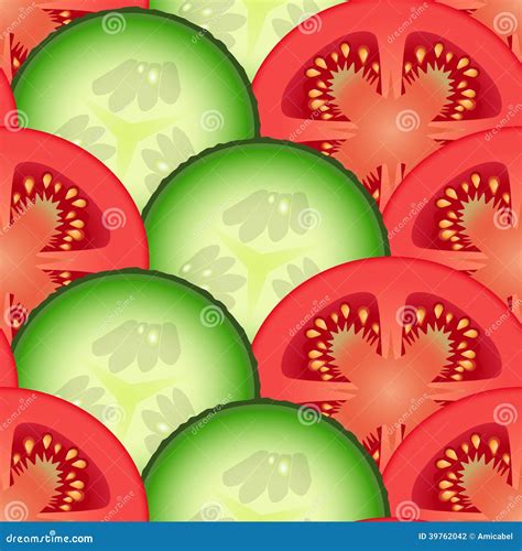 Sliced Tomato And Cucumber Vegetables Stock Vector Illustration Of