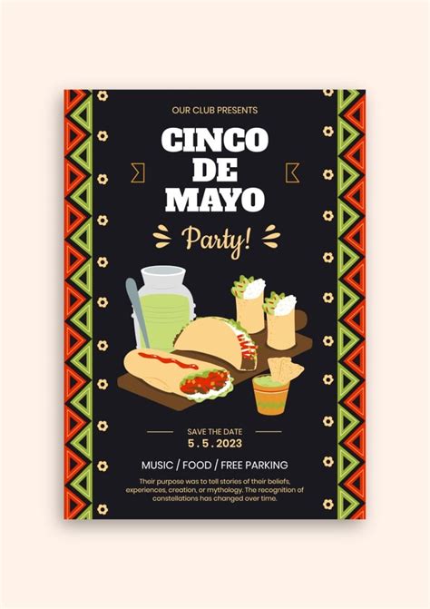 Design Online This Doodle Flat Cinco De Mayo Cactus Mexican Party Flyer