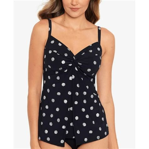 Miraclesuit Womens Black Love Knot Printed Underwire Tankini Top