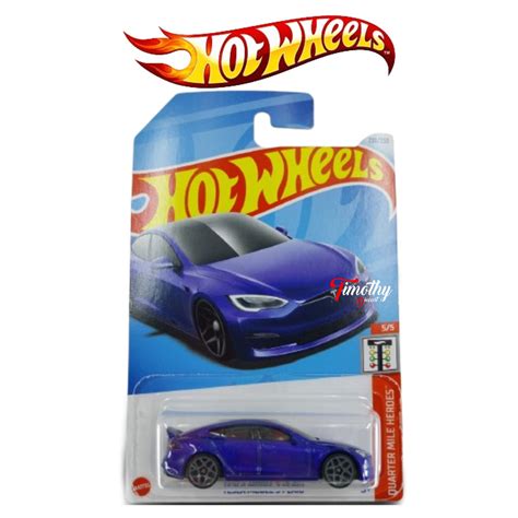 Hot Wheels Tesla Model S Plaid Blue Quarter Mile Heroes Shopee Malaysia