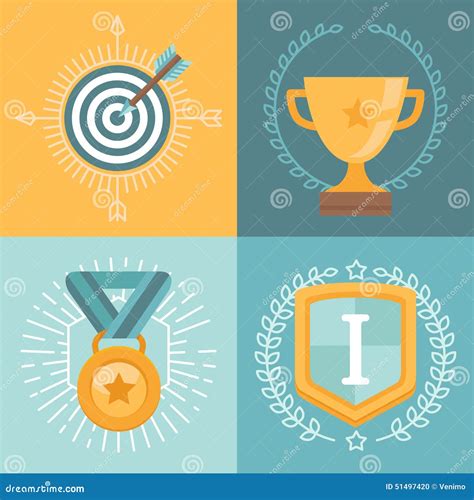 Vector Achievement Badges Stock Vector Illustration Of Concept