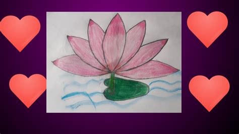 How To Draw Water Lily Step By Step Very Easy Youtube