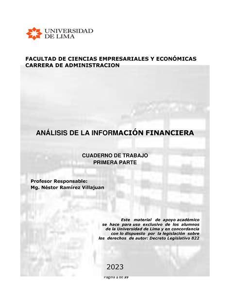 Cuaderno de Trabajo AIF Primera Parte 2023 ANÁLISIS DE LA INFORMACIN