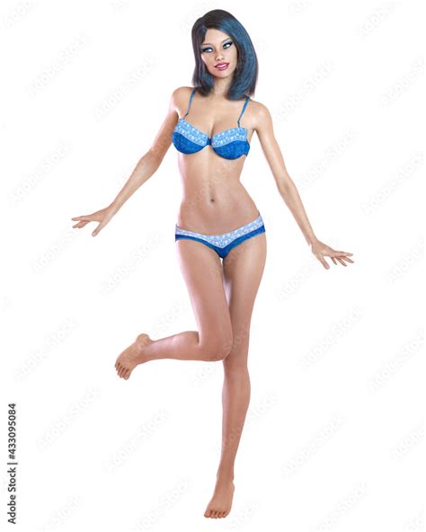 Beautiful Woman In Denim Lingerie Bikini Stock Illustration Adobe Stock