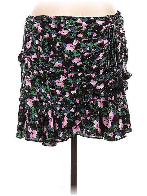 Veronica Beard 100 Silk Floral Motif Floral Black Casual Skirt Size 12