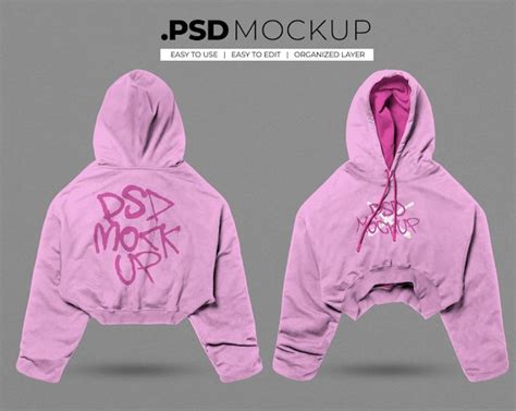 Premium Psd Crop Over Women Hoodie Realistic Mockup