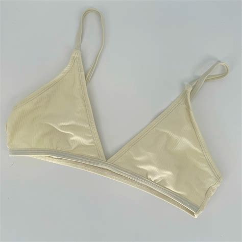 Ris K White Ribbed Bikini Triangle Gem