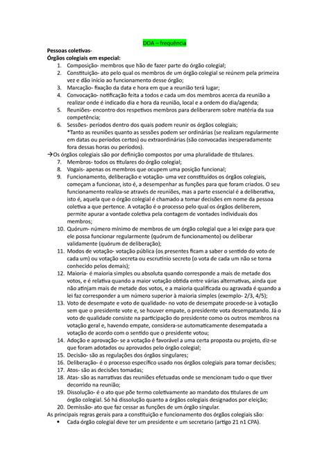 DOA frequência resumo de direito da organização administrativa do