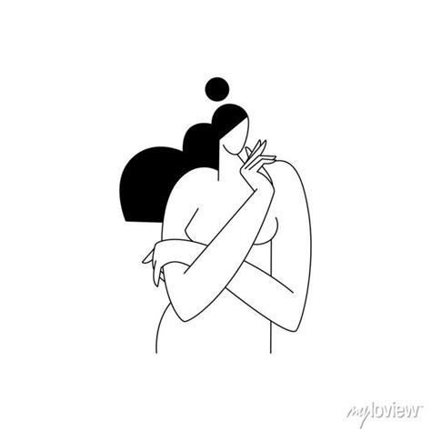 Contemporary Woman Silhouette Vector Illustration Nude Female Wall Stickers Outline Line