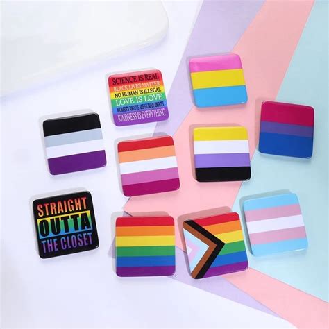 Tinplate Pins Denim Gay Badge Lgbt Brooches Collar Pin Rainbow Brooch Picclick Uk