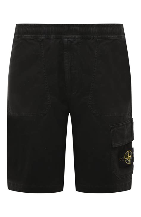 Мужские черные хлопковые шорты STONE ISLAND купить в интернет-магазине ...