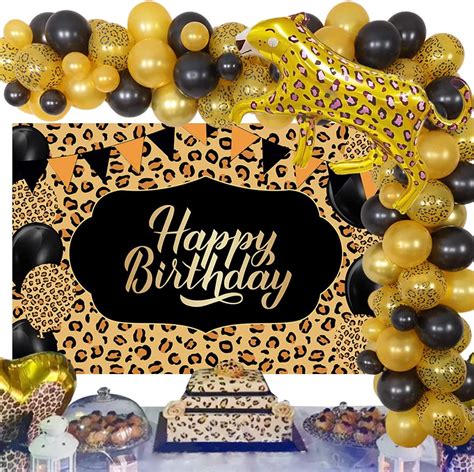 Cheetah Birthday Decorations Set Leopard Party Decorations With